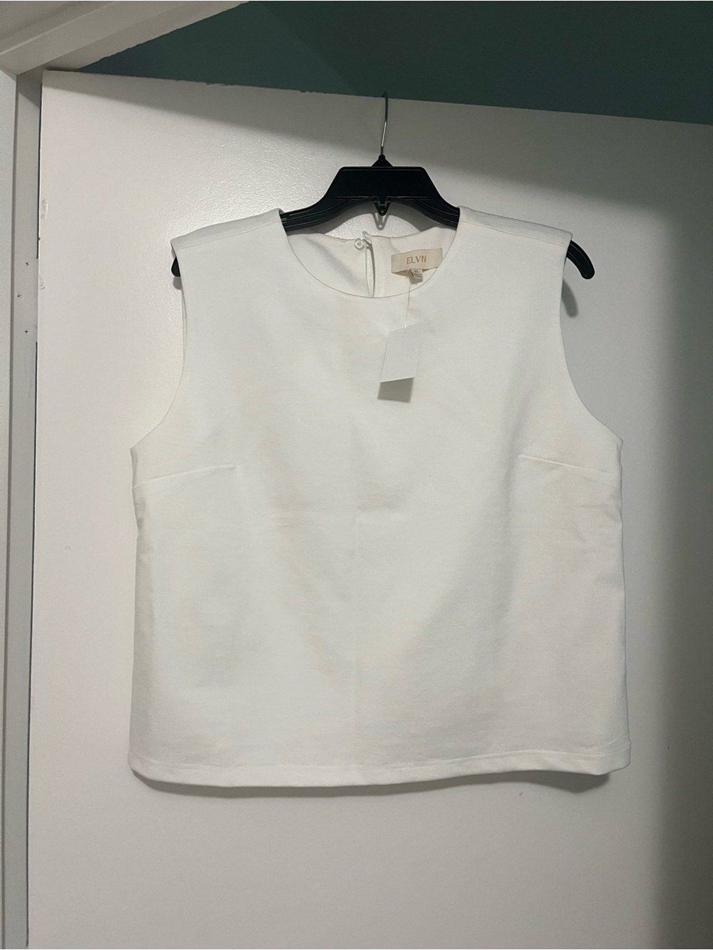 Elvi White Sleeveless Crewneck Tank Top